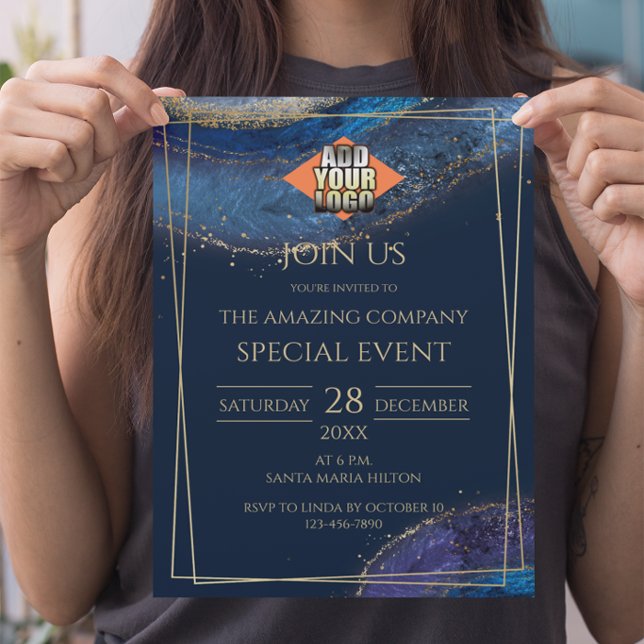 Luxurious Dark Blue and Gold Elegant Event  Invitation (Creator Uploaded)