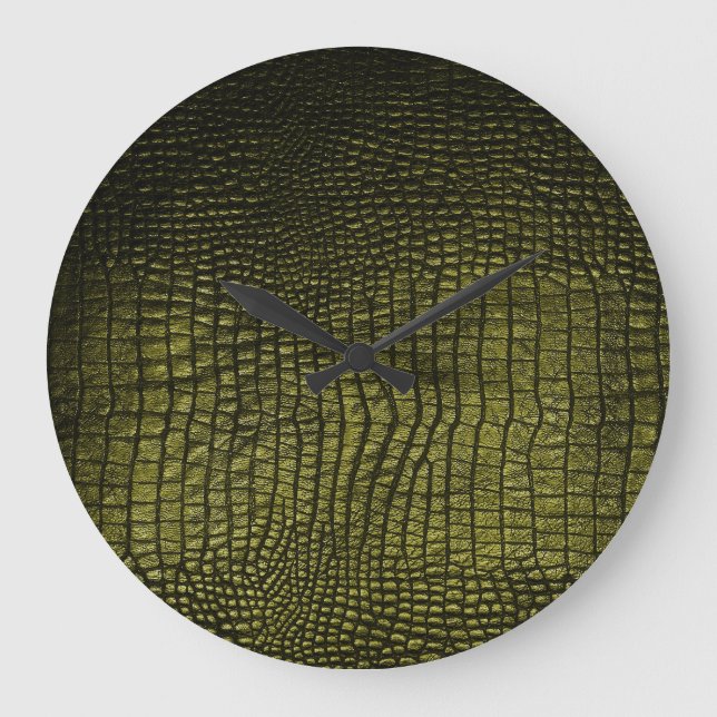 Luxurious dark crocodile skin texture. large clock (Front)