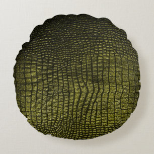 Luxurious dark crocodile skin texture. round cushion
