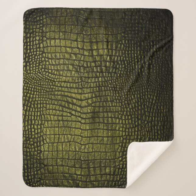 Luxurious dark crocodile skin texture. sherpa blanket (Front)