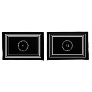 Luxurious Dark monogram Minimalist white frames Pillowcase