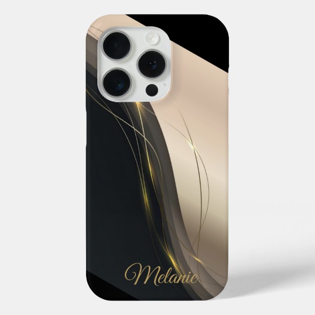 Luxurious Elegant black beige gold professional Case-Mate iPhone Case (Back)