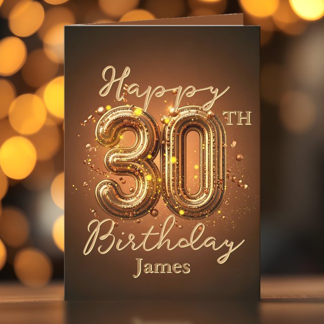 Luxurious Elegant Gold and Brown 30th Birthday Card (Creator Uploaded)
