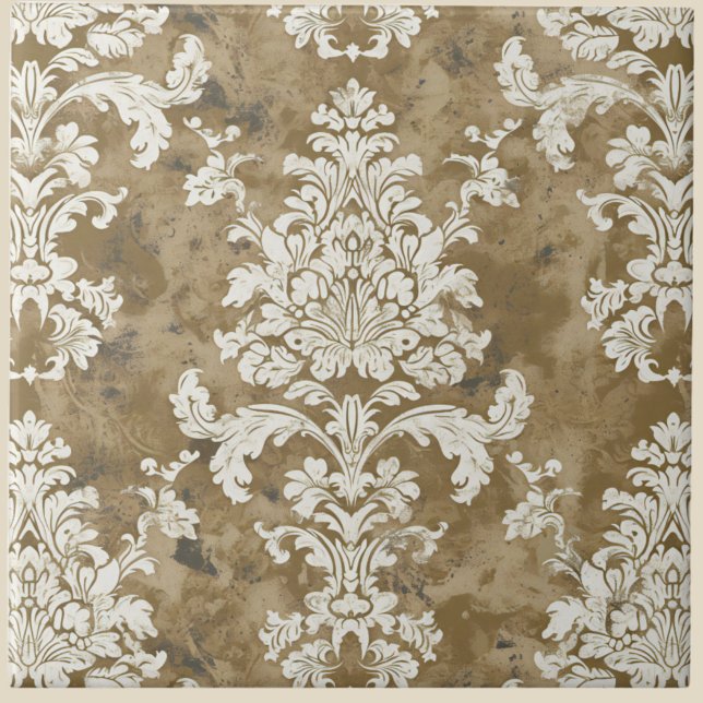 Luxurious Elegant Ivory Damask Ceramic Tile (Creator Uploaded)