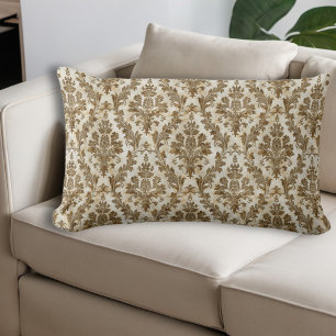 Luxurious Elegant Ivory Damask Lumbar Cushion