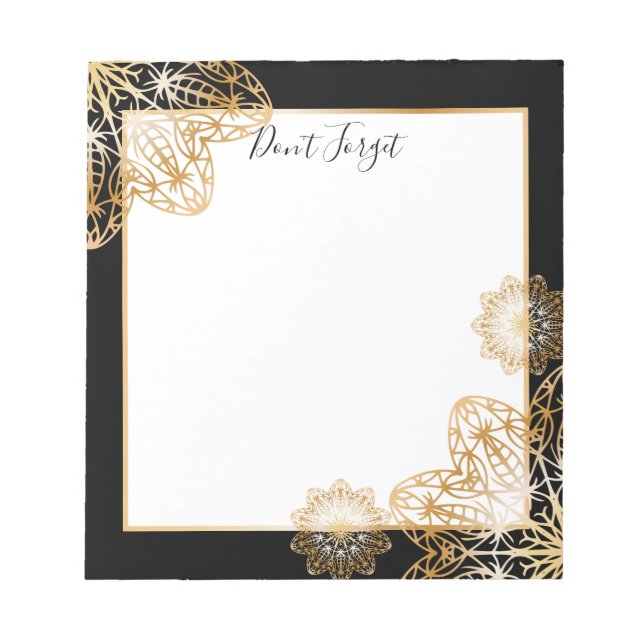 Luxurious Elegant Metallic Faux Gold Mandalas Notepad (Front)