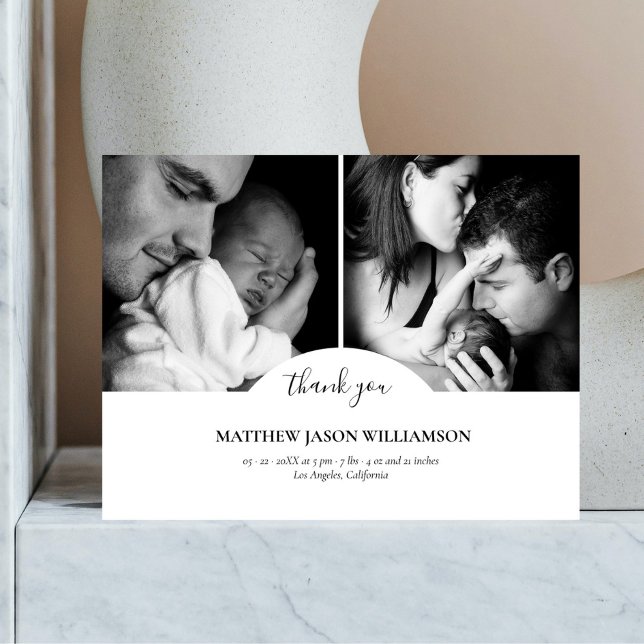 Luxurious Elegant Photo Collage Thank You Baby  Postcard (Creator Uploaded)