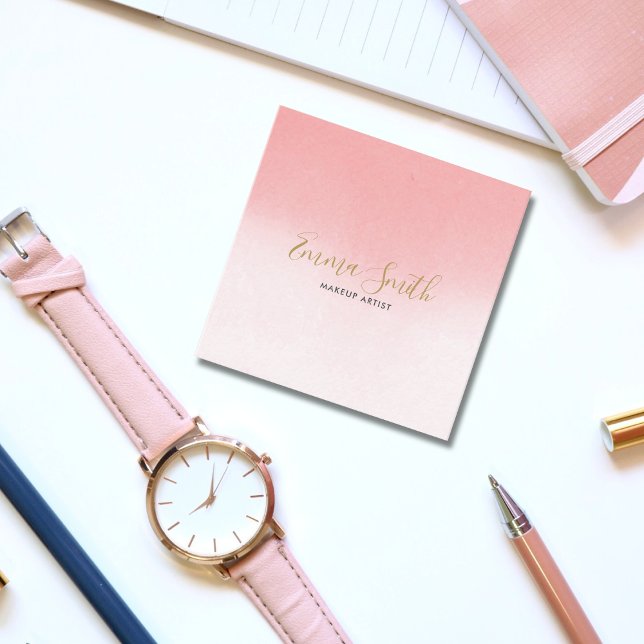 Luxurious Elegant Pink Watercolor Square Business Card (Luxurious Elegant Pink Watercolor Square Business Card)