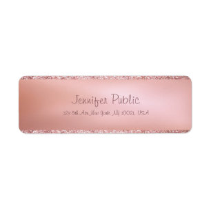 Luxurious Elegant Rose Gold Modern Script Return Address Label