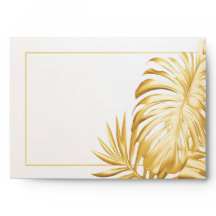 Luxurious Elegant Tropical Gold Monstera Wedding