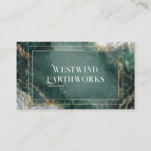Luxurious Emerald Green & Gold Agate Marble Business Card