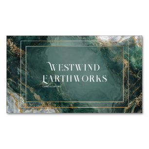 Luxurious Emerald Green & Gold Agate Marble Magnetic Business Card