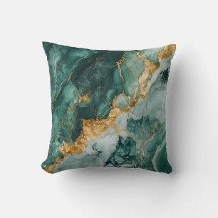 Luxurious Emerald Green Marble Pillow Cover
