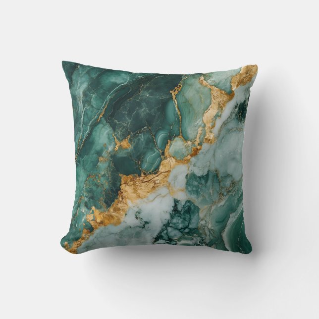 Luxurious Emerald Green Marble Pillow Cover (Front)