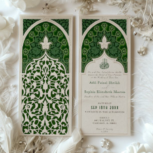 Luxurious Emerald Islamic Lace Wedding Invitation