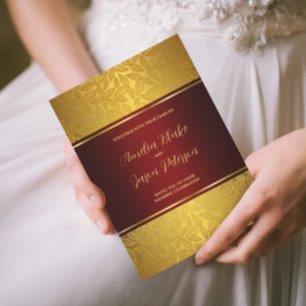 Luxurious Engraved Gold Foliage Pattern Invitation