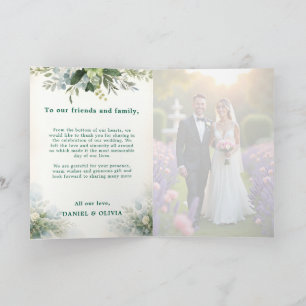 Luxurious Eucalyptus Greenery Gold Overlay Photo Thank You Card
