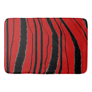 LUXURIOUS EXOTIC RED ZEBRA ANIMAL PRINT BATH MAT