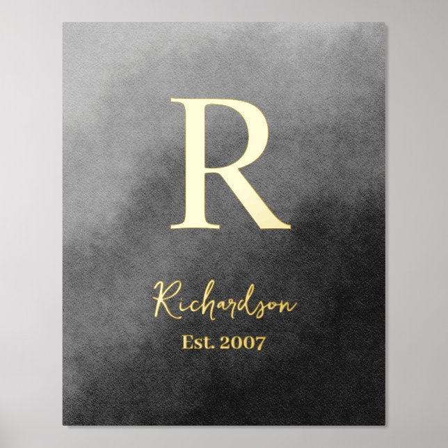 Luxurious Family Name Year Established Logo Style Foil Prints (Front)