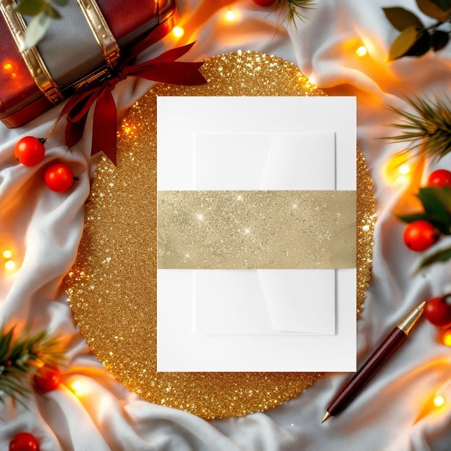 Luxurious Faux Gold Glitter-Effect Wrap Invitation Invitation Belly Band (Luxurious Faux Gold Glitter-Effect Wrap Invitation)