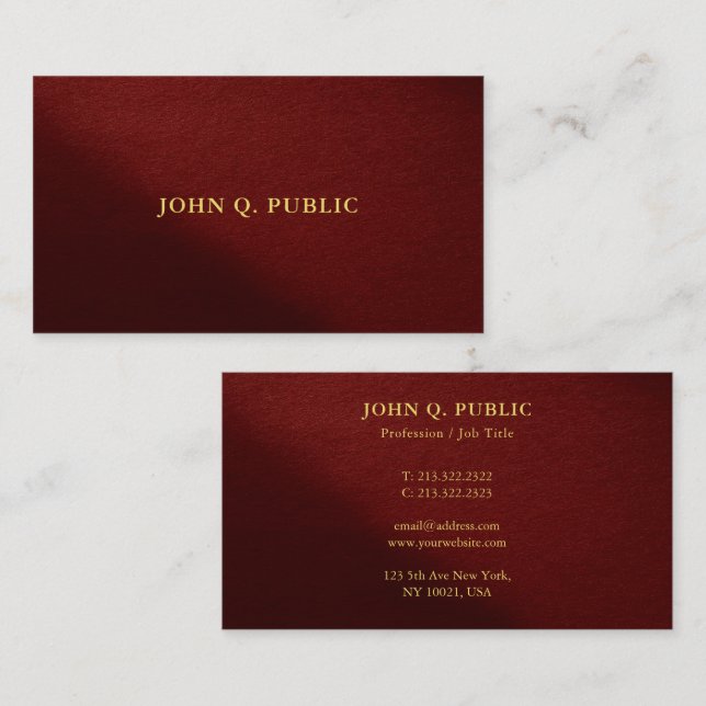 Luxurious Faux Gold Text Modern Elegant Template Business Card (Front/Back)