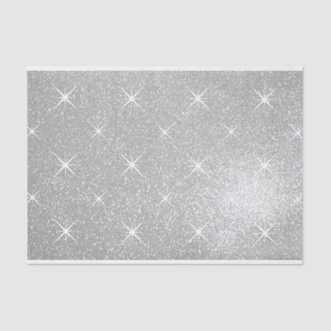 Luxurious faux silver glitter print Christmas gift Tissue Paper (Front)