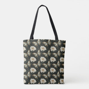 Luxurious Floral & Butterfly Seamless Pattern Tote Bag
