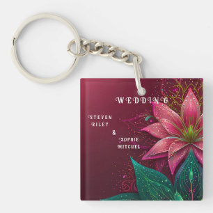 Luxurious Floral Wedding Invitation Suite Key Ring