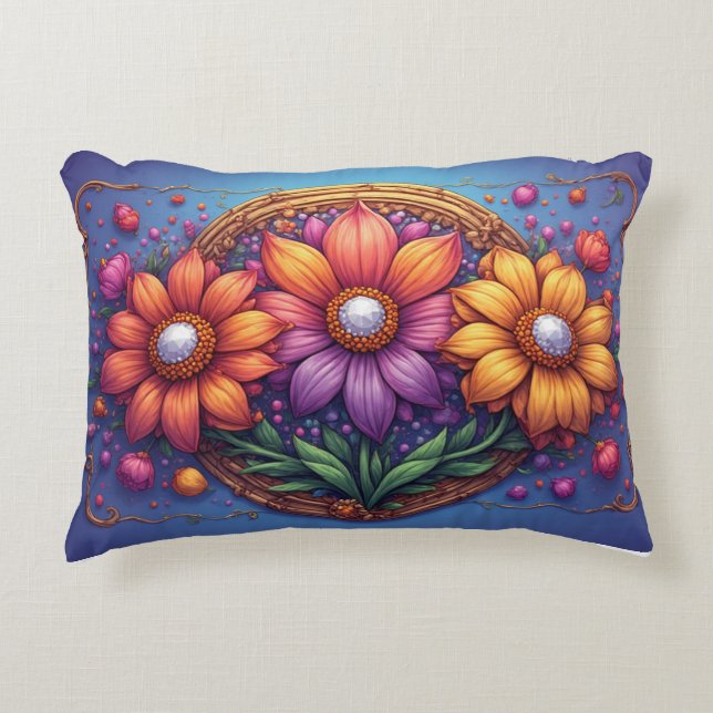 Luxurious Flower With Ornate Frame Decorative Cushion (Front)