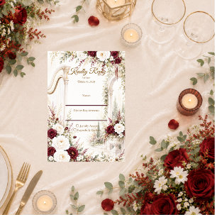 Luxurious Garden Harp Romance Wedding RSVP Card
