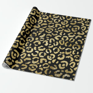 Luxurious Glam Gold Black Leopard Print Wrapping Paper