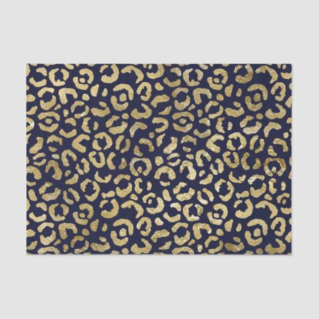 Luxurious Glam Gold Navy Leopard Print Tissue Paper (Front)