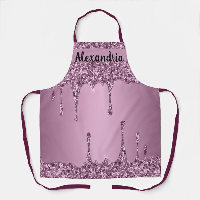 Luxurious Glitter Sparkle Drip Look Women's Full Apron (Front)