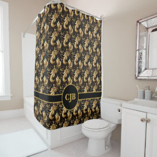 Luxurious Gold and Black Abstract  Shower Curtain