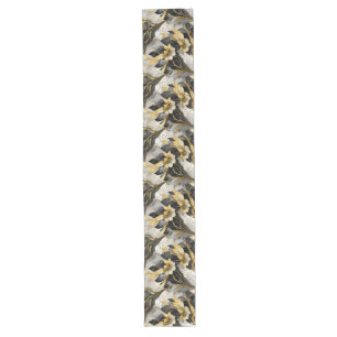 Luxurious Gold and Black Marbleised Floral  Long Table Runner