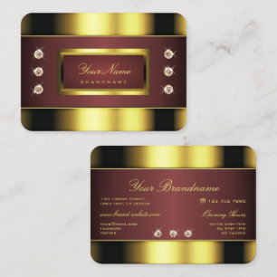 Luxurious Gold and Burgundy with Faux Rhinestones  Business Card