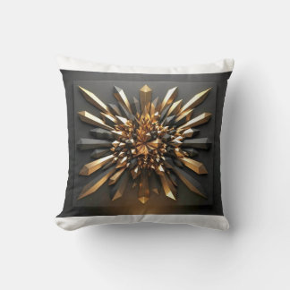 Luxurious Gold and Dark Crystal 3D Geometric Acce Cushion