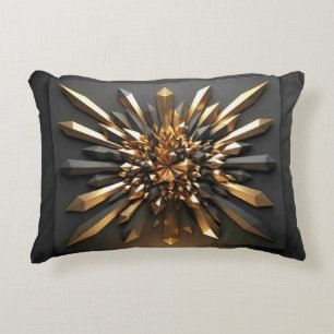 Luxurious Gold and Dark Crystal 3D Geometric Acce Decorative Cushion