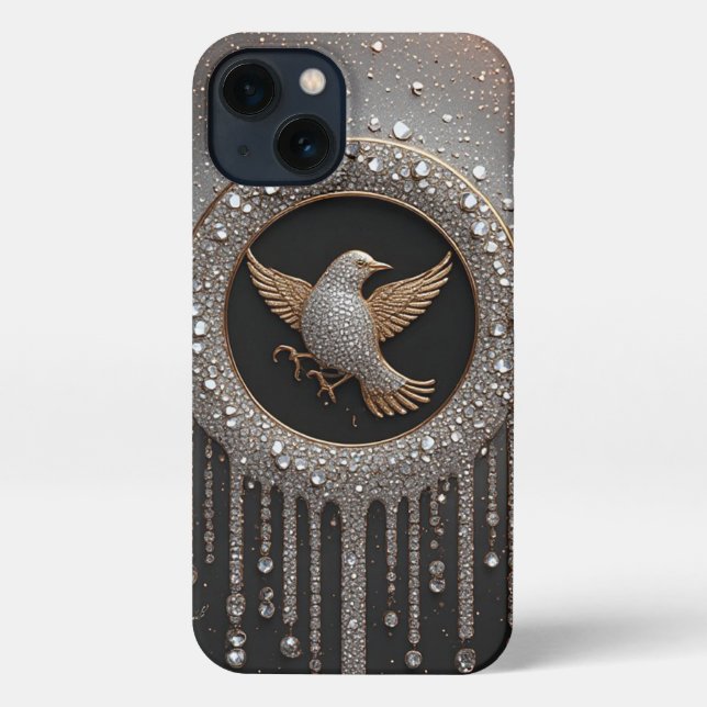 Luxurious Gold and Diamond Bird Emblem iPhone Case (Back)