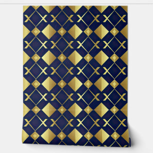 Luxurious Gold and Navy Geometric  Wallpaper