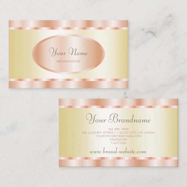 Luxurious Gold and Rose Gold Effect Professional Business Card (Front/Back)