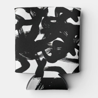 Luxurious Gold Art: Abstract Black Stroke. Can Cooler