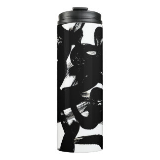 Luxurious Gold Art: Abstract Black Stroke. Thermal Tumbler