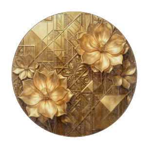 Luxurious Gold Art Deco Floral Embossed Pattern Cutting Board
