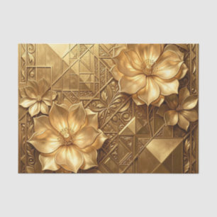 Luxurious Gold Art Deco Floral Embossed Pattern Tissue Paper