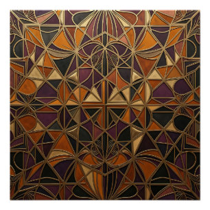 Luxurious Gold Art Deco Geometric Mosaic Poster