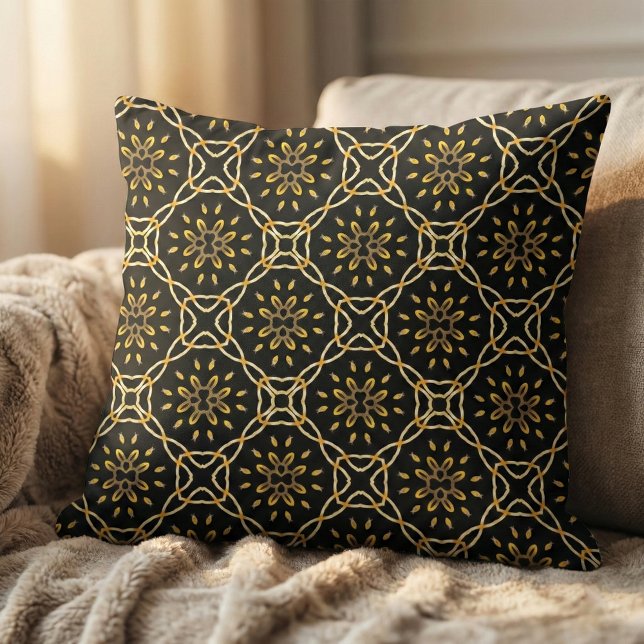 Luxurious Gold Black Moroccan Arabesque Pattern Fabric (Creator Uploaded)