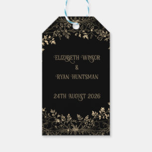 Luxurious Gold & Black Sepia Floral Finish Gift Tags