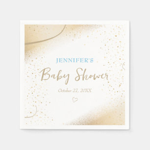 Luxurious Gold & Blue Boy Baby Shower Napkin