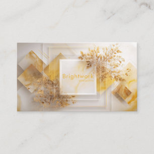 Luxurious Gold Botanical & White Marble Geometric Business Card